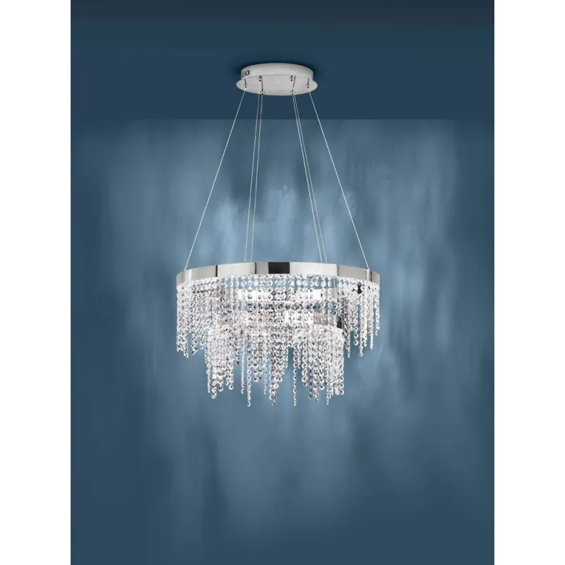 Suspensie Cristal Eglo Antelao 39281, Led 46W 5800Lm 4000K Ø610Mm, Cristal, Transparent