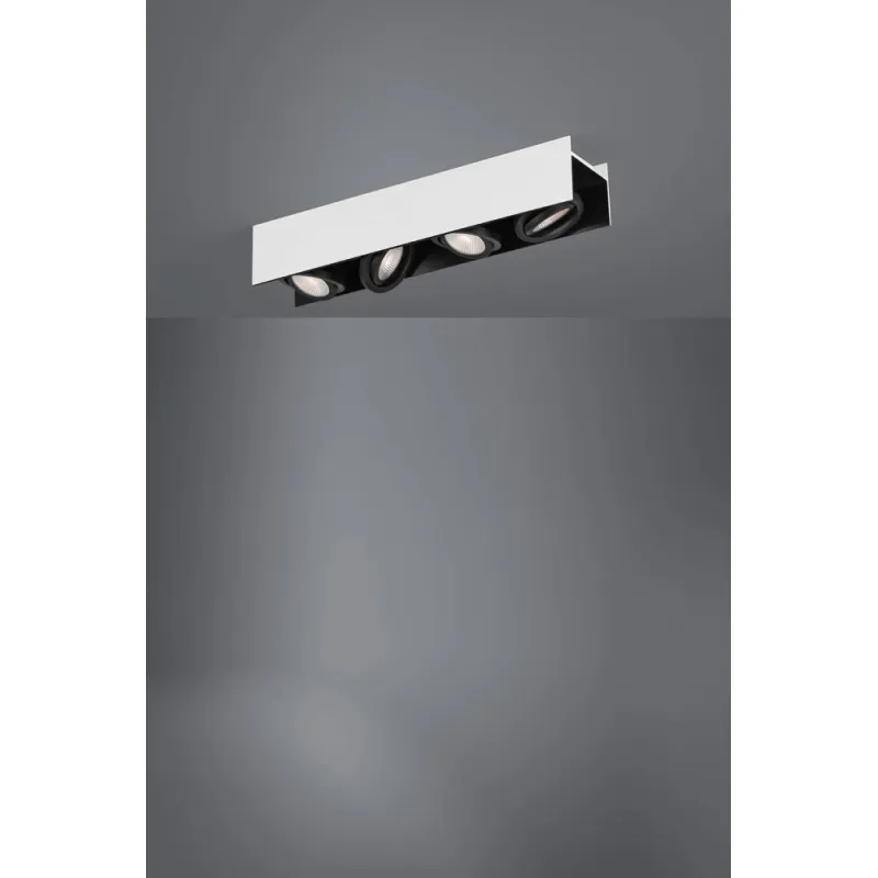 Plafoniera Eglo Vidago 39318, Led 4X5.4W 2040Lm 3000K, Otel, Aluminiu, Negru, Alb