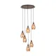 Suspensie Eglo Siracusa 39508, E27 6X60W Ø500Mm, Sticla Aburita, Maro