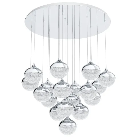 Suspensie Eglo Mioglia 39528, Led 18X3.15W 8100Lm 3000K Ø810Mm, Otel, Alb Granulat, Transparent