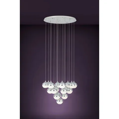 Suspensie Eglo Mioglia 39528, Led 18X3.15W 8100Lm 3000K Ø810Mm, Otel, Alb Granulat, Transparent