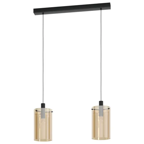 Suspensie Eglo Polverara 39538, E27 2X40W, Sticla Aburita, Chihlimbar