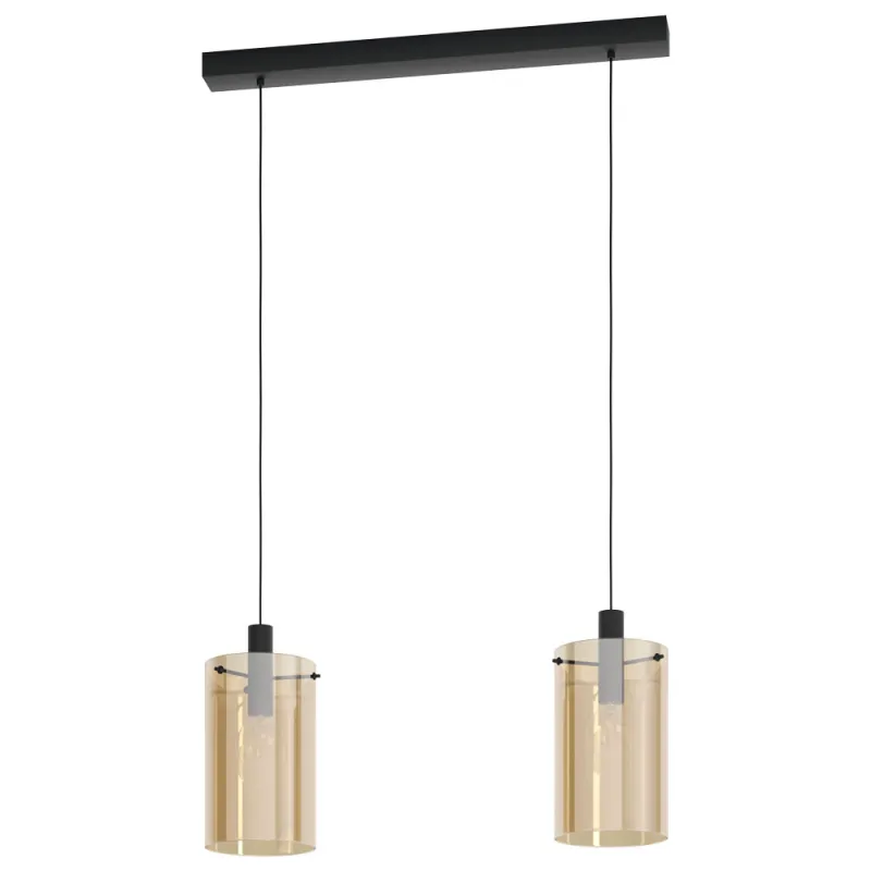 Suspensie Eglo Polverara 39538, E27 2X40W, Sticla Aburita, Chihlimbar