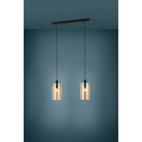 Suspensie Eglo Polverara 39538, E27 2X40W, Sticla Aburita, Chihlimbar