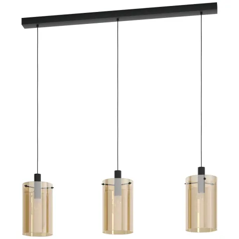 Suspensie Eglo Polverara 39539, E27 3X40W, Sticla Aburita, Chihlimbar