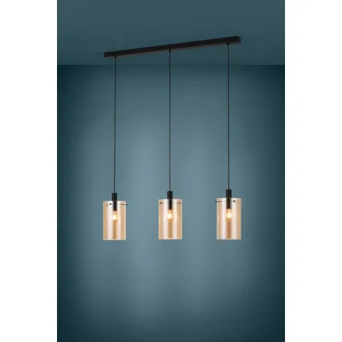 Suspensie Eglo Polverara 39539, E27 3X40W, Sticla Aburita, Chihlimbar