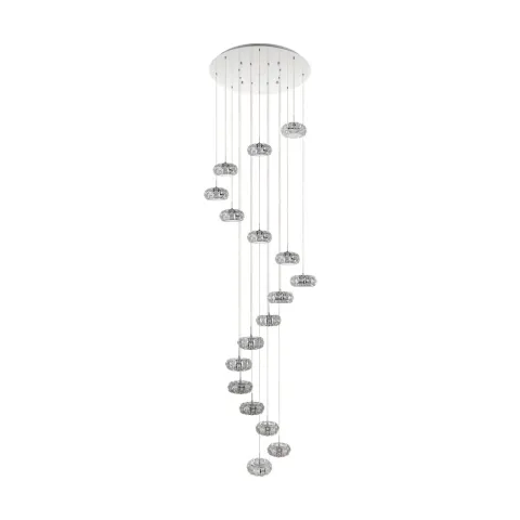 Suspensie Cristal Eglo Corliano 1 39546, Led 17X4.5W 8500Lm 3000K Ø780Mm, Cristal, Transparent