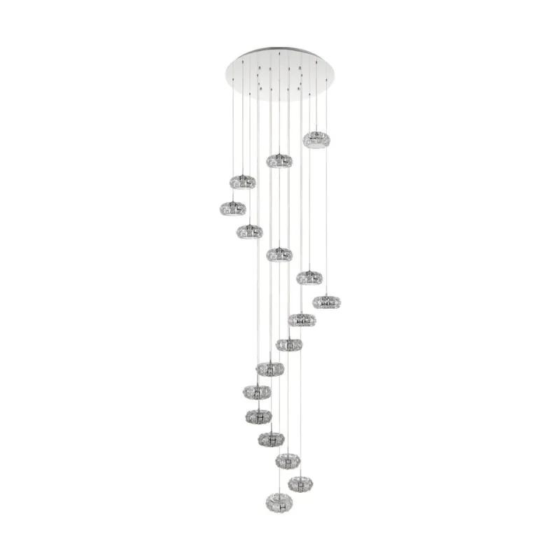 Suspensie Cristal Eglo Corliano 1 39546, Led 17X4.5W 8500Lm 3000K Ø780Mm, Cristal, Transparent