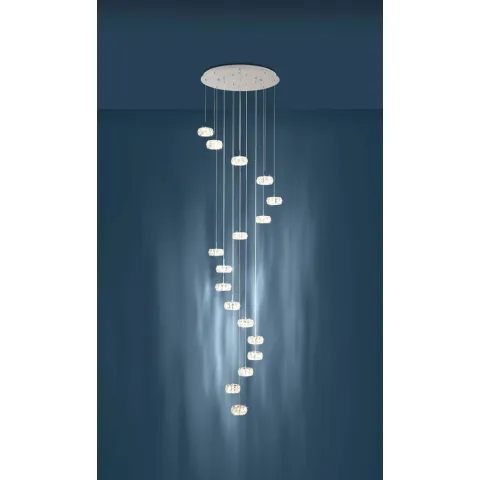 Suspensie Cristal Eglo Corliano 1 39546, Led 17X4.5W 8500Lm 3000K Ø780Mm, Cristal, Transparent