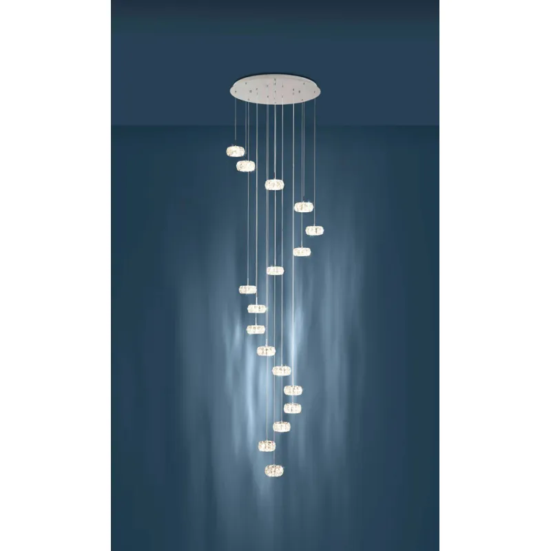 Suspensie Cristal Eglo Corliano 1 39546, Led 17X4.5W 8500Lm 3000K Ø780Mm, Cristal, Transparent