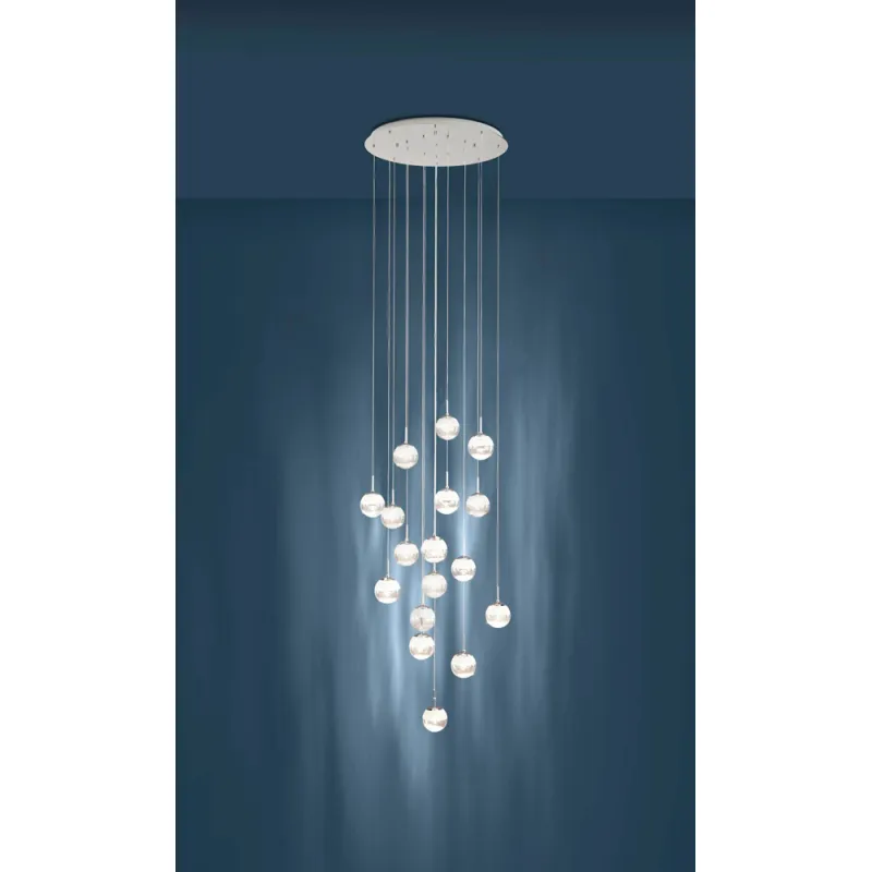 Suspensie Cristal Eglo Montefio 2 39547, Led 17X5W 8160Lm 3000K Ø780Mm, Cristal, Transparent, Alb