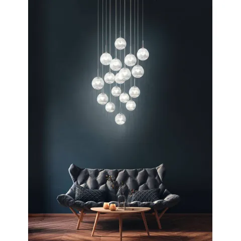 Suspensie Cristal Eglo Montefio 2 39547, Led 17X5W 8160Lm 3000K Ø780Mm, Cristal, Transparent, Alb
