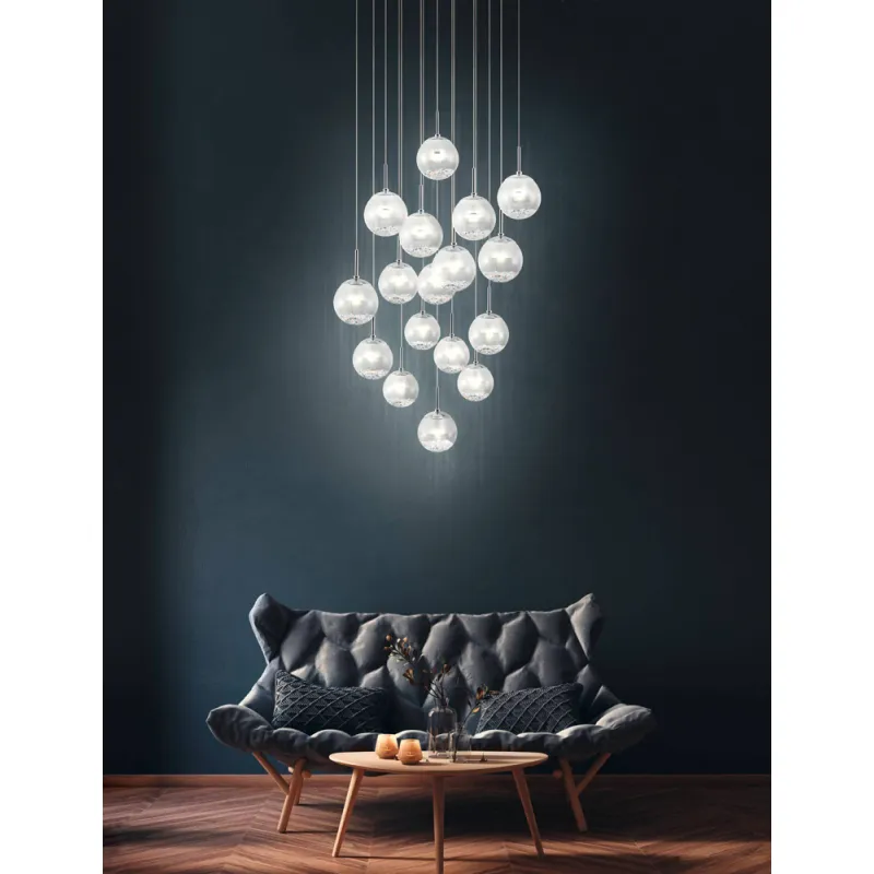 Suspensie Cristal Eglo Montefio 2 39547, Led 17X5W 8160Lm 3000K Ø780Mm, Cristal, Transparent, Alb