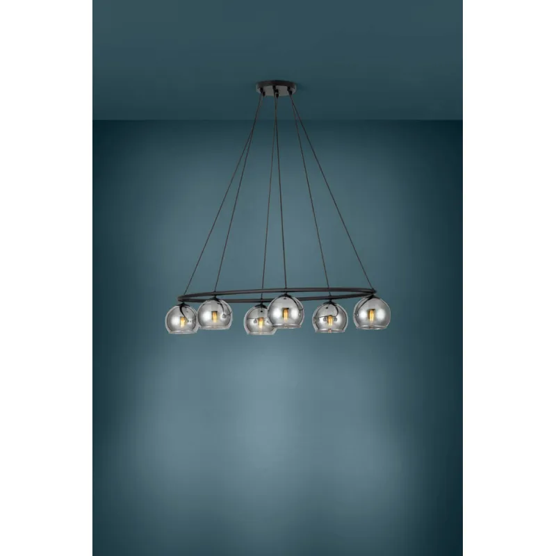 Suspensie Eglo Daguella 39578, E14 6X25W, Sticla Aburita, Negru