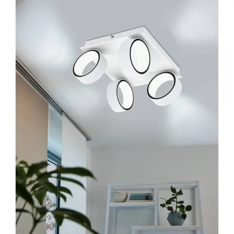 Plafoniera Eglo Albariza 39587, Led 4X5W 2600Lm 3000K, Aluminiu, Otel, Alb, Crom