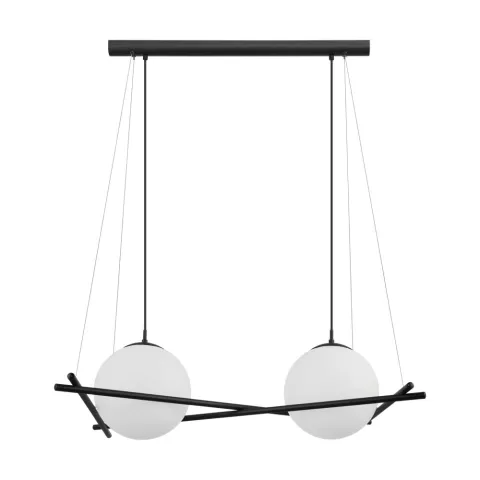 Suspensie Eglo Salvezinas 39592, E27 2X25W, Sticla Opal Mat, Negru