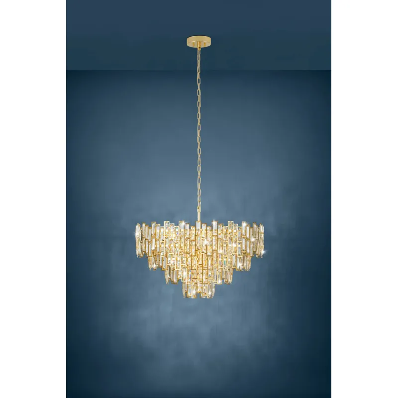 Candelabru Cristal Eglo Calmeilles 39614, E14 10X25W Ø780Mm, Transparent