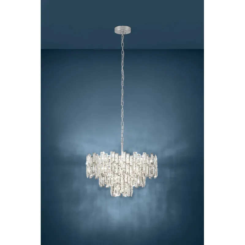 Candelabru Cristal Eglo Calmeilles 1 39626, E14 10X25W Ø630Mm, Transparent