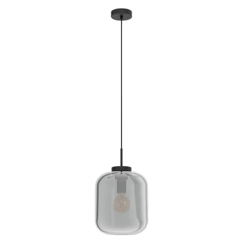 Pendul Eglo Bulciago 39673, E27 1X40W Ø250Mm, Negru Transparent
