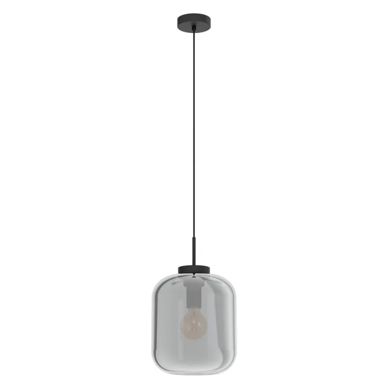 Pendul Eglo Bulciago 39673, E27 1X40W Ø250Mm, Negru Transparent