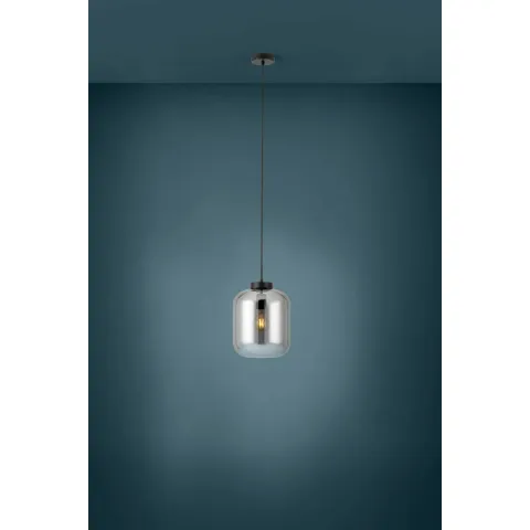 Pendul Eglo Bulciago 39673, E27 1X40W Ø250Mm, Negru Transparent