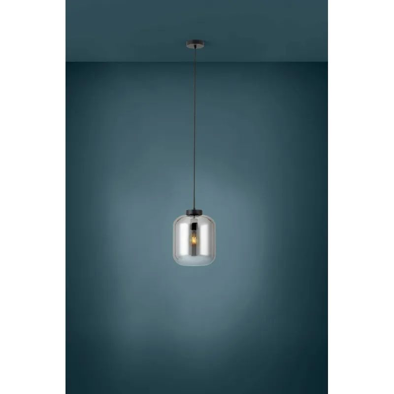 Pendul Eglo Bulciago 39673, E27 1X40W Ø250Mm, Negru Transparent