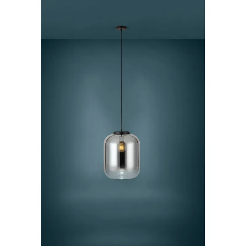 Pendul Eglo Bulciago 39674, E27 1X40W Ø350Mm, Negru Transparent