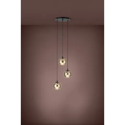 Suspensie Eglo Lemorieta 39685, E27 3X40W Ø440Mm, Sticla Aburita, Negru