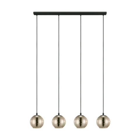 Suspensie Eglo Lemorieta 39686, E27 4X40W, Sticla Aburita, Negru
