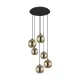 Suspensie Eglo Lemorieta 39687, E27 6X40W Ø570Mm, Sticla Aburita, Negru