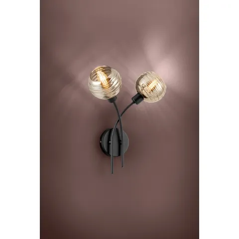 Aplica Eglo Creppo 39692, E14 2X40W, Sticla Aburita, Negru
