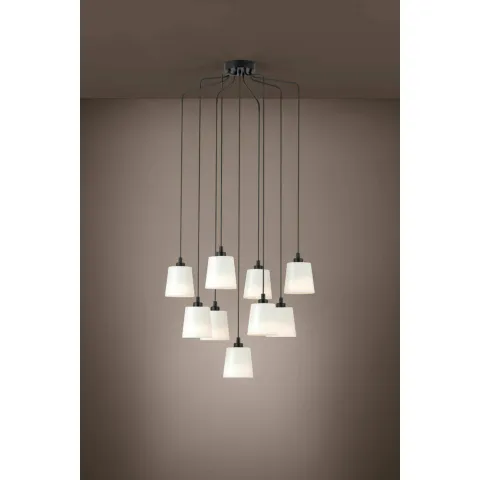 Suspensie Eglo Bernabetta 39738, E27 9X40W Ø780Mm, Textil, Alb