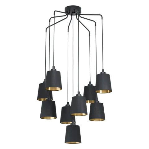 Suspensie Eglo Bernabetta 39739, E27 9X40W Ø780Mm, Textil, Auriu, Negru