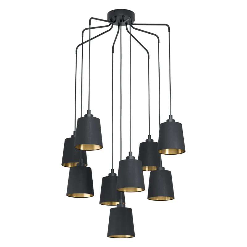 Suspensie Eglo Bernabetta 39739, E27 9X40W Ø780Mm, Textil, Auriu, Negru