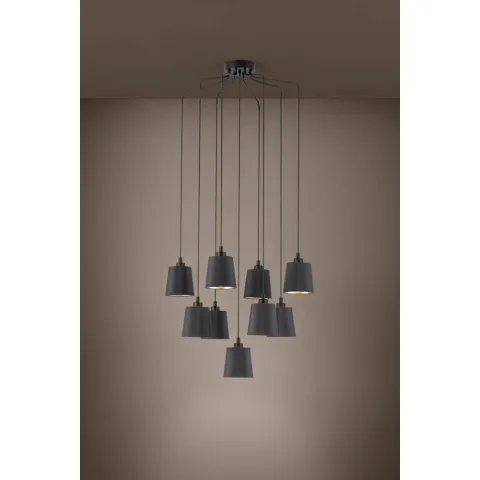 Suspensie Eglo Bernabetta 39739, E27 9X40W Ø780Mm, Textil, Auriu, Negru