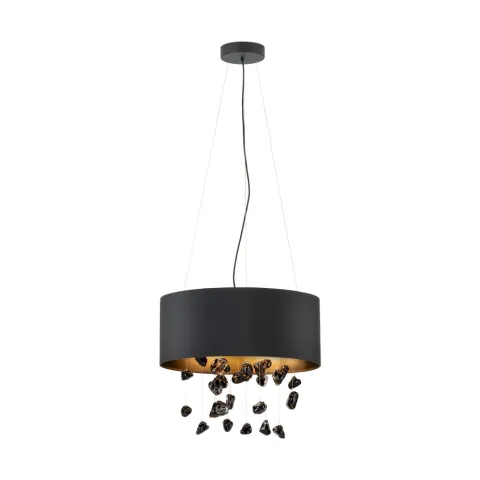 Suspensie Eglo Escuela 39845, E27 3X16W Ø530Mm, Textil, Transparent, Negru