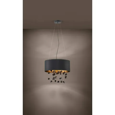 Suspensie Eglo Escuela 39845, E27 3X16W Ø530Mm, Textil, Transparent, Negru