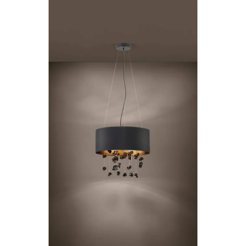 Suspensie Eglo Escuela 39845, E27 3X16W Ø530Mm, Textil, Transparent, Negru