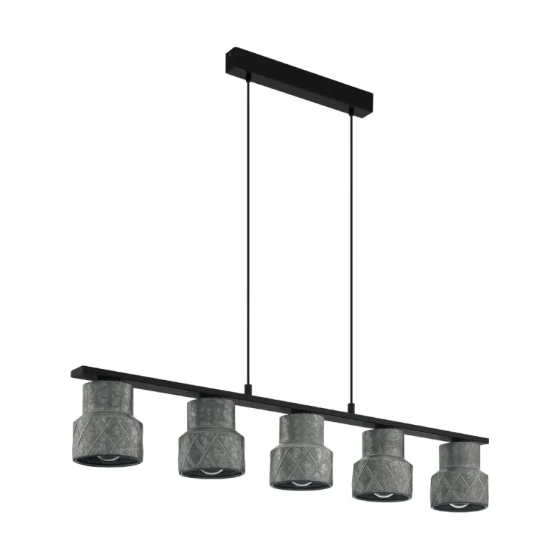 Suspensie Vintage Eglo Hilcott 39855, E27 5X40W, Otel, Galvanizat