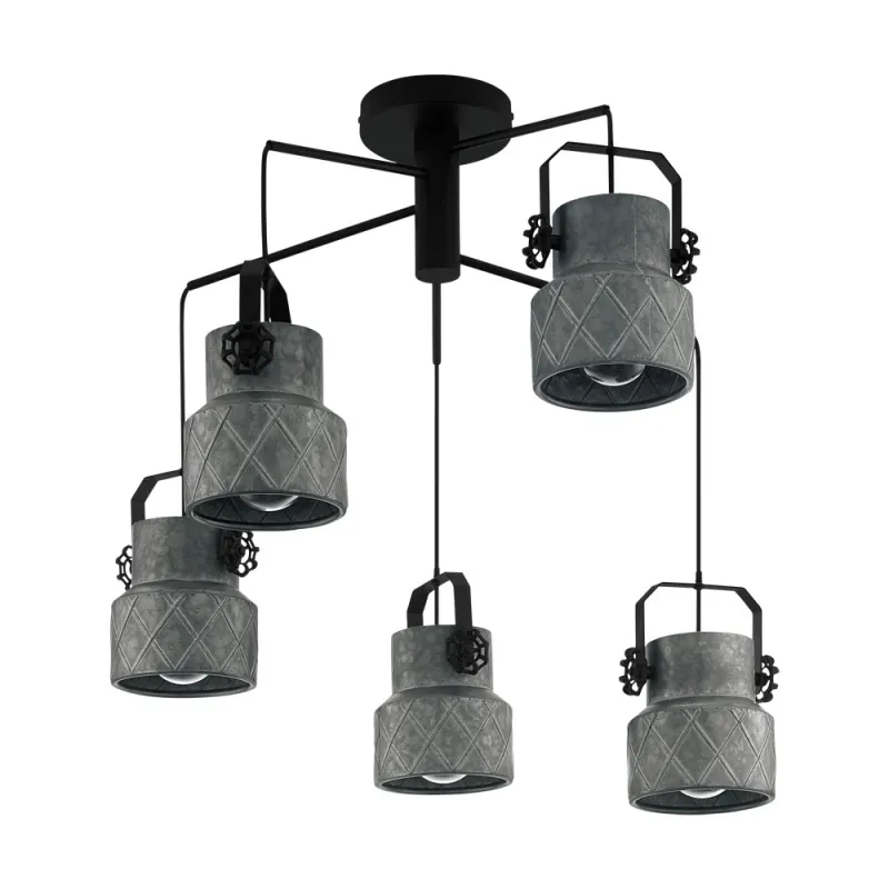 Suspensie Vintage Eglo Hilcott 39856, E27 5X40W Ø675Mm, Otel, Galvanizat