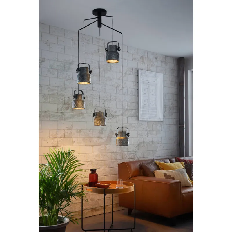 Suspensie Vintage Eglo Hilcott 39856, E27 5X40W Ø675Mm, Otel, Galvanizat
