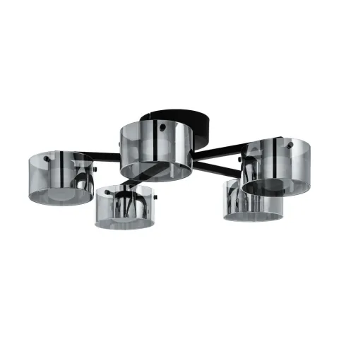 Plafoniera Eglo Copillos 39874, Led 5X7.2W 2850Lm 3000K Ø655Mm, Sticla Aburita, Negru
