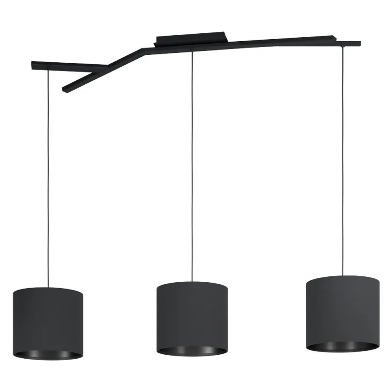 Suspensie Eglo Balnario 39886, E27 3X40W, Textil, Negru