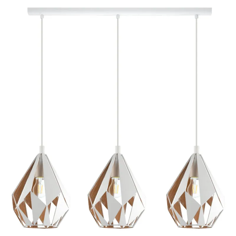 Suspensie Vintage Eglo Carlton 1 43002, E27 3X60W, Otel, Auriu, Alb