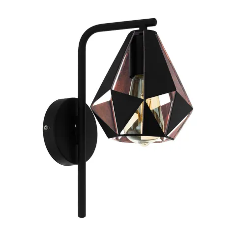 Aplica Vintage Eglo Carlton 4 43057, E27 1X60W, Otel, Cupru Antichizat, Negru