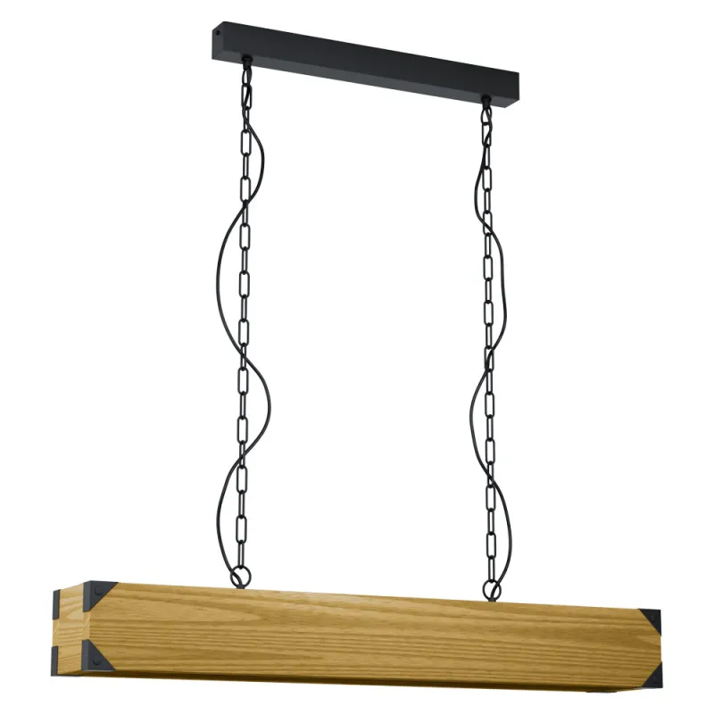 Suspensie Vintage Eglo Harborough 43159, E27 4X40W, Lemn, Maro