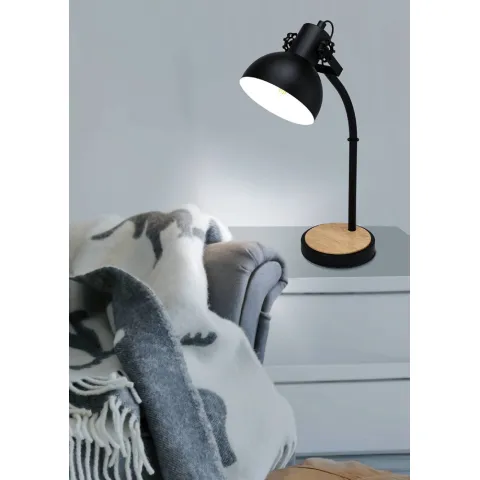 Veioza Vintage Eglo Lubenham 43165, E27 1X28W, Lemn, Maro, Negru