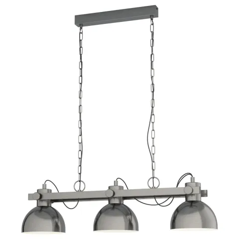 Suspensie Vintage Eglo Lubenham 1 43168, E27 3X28W, Otel, Nichel Antichizat, Crem