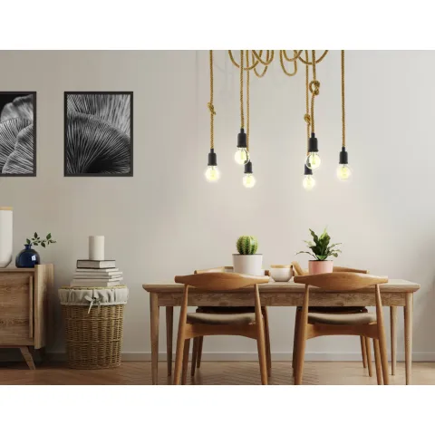 Suspensie Vintage Eglo Rampside 43195, E27 6X28W Ø180Mm, Otel, Negru