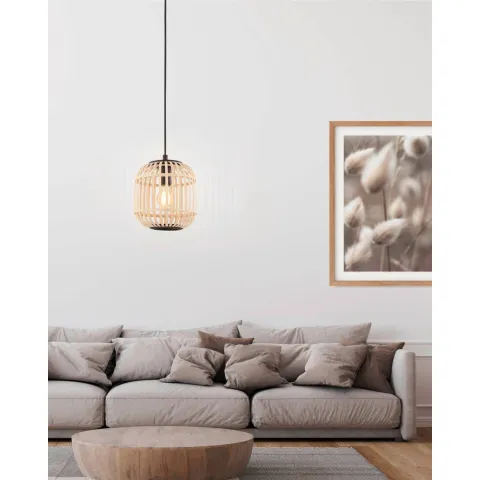 Pendul Vintage Eglo Bordesley 43231, E27 1X28W Ø210Mm, Natur